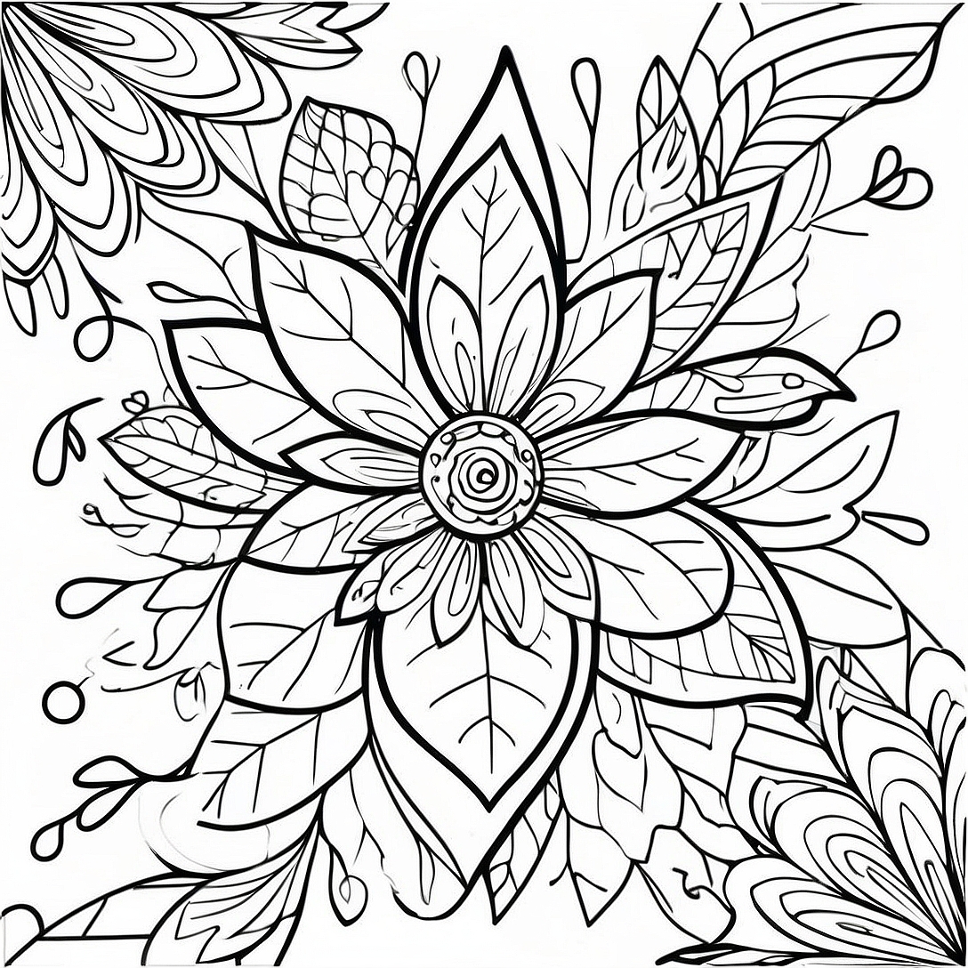 Colorful Fall Leaf Mandala Coloring Page | Fall Leaf coloring page