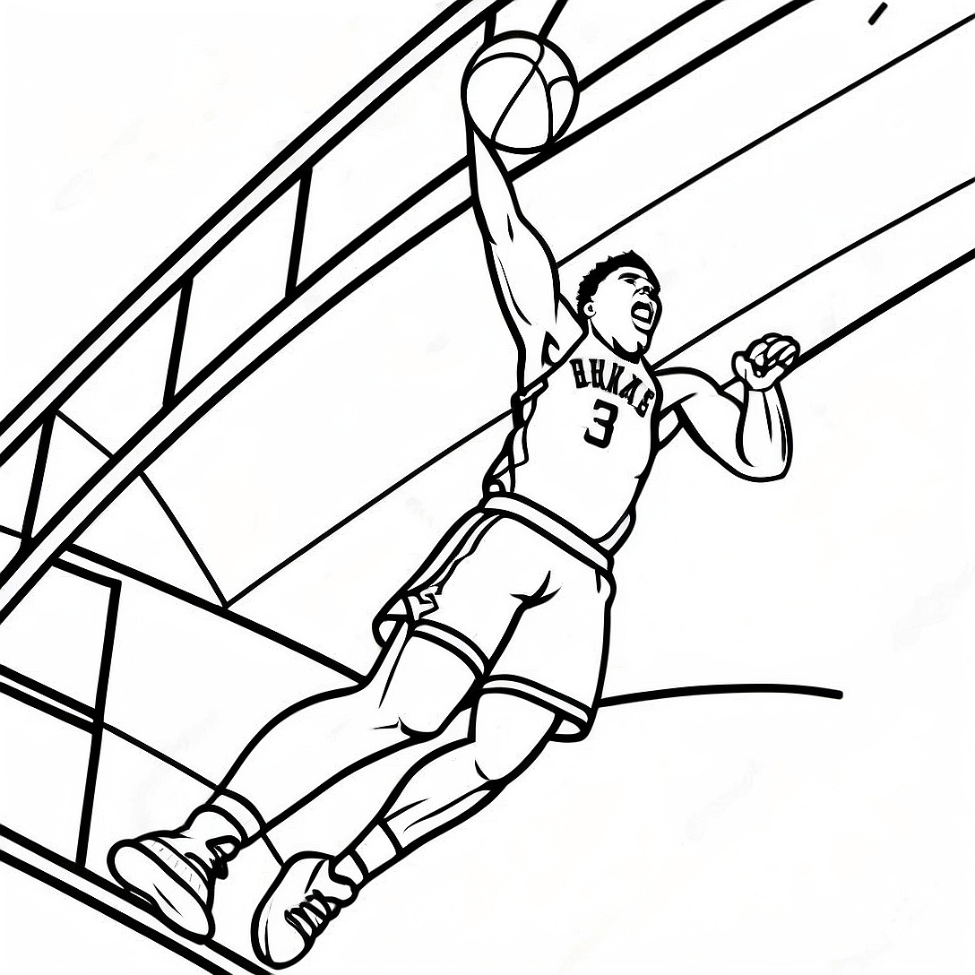 Giannis Dunking Basketball Coloring Page | Giannis coloring page