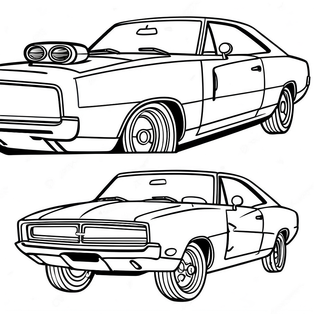 Dodge Charger Classic Muscle Car Coloring Page | Dodge Charger coloring page