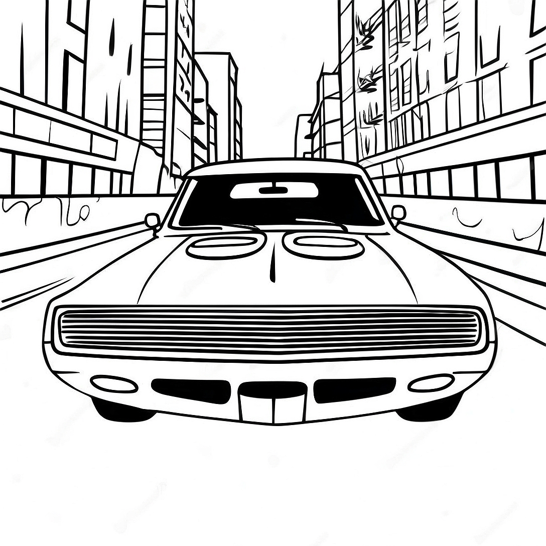 Dodge Charger Racing Action Coloring Page | Dodge Charger coloring page