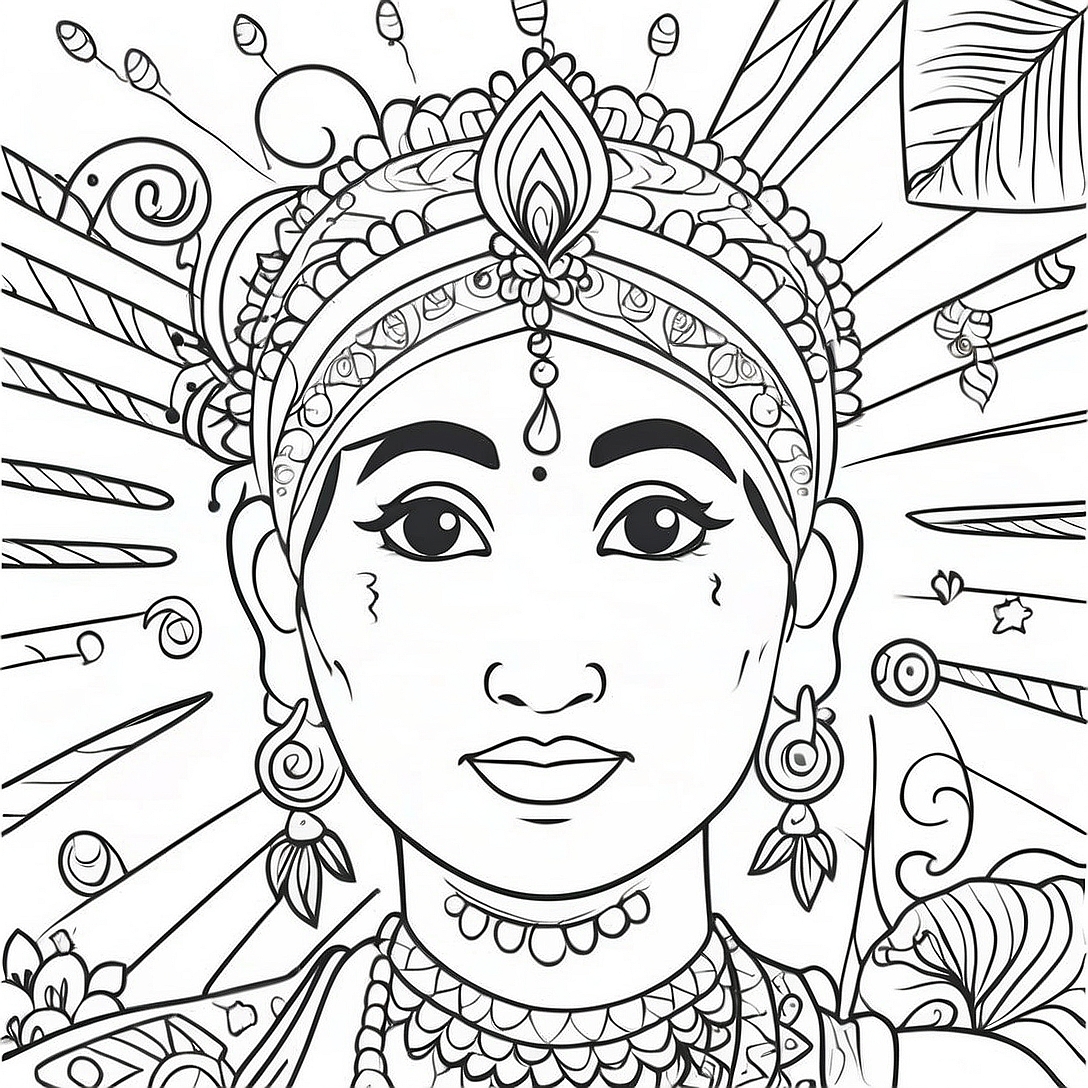 Colorful Indian Festival Celebration Coloring Page | India coloring page