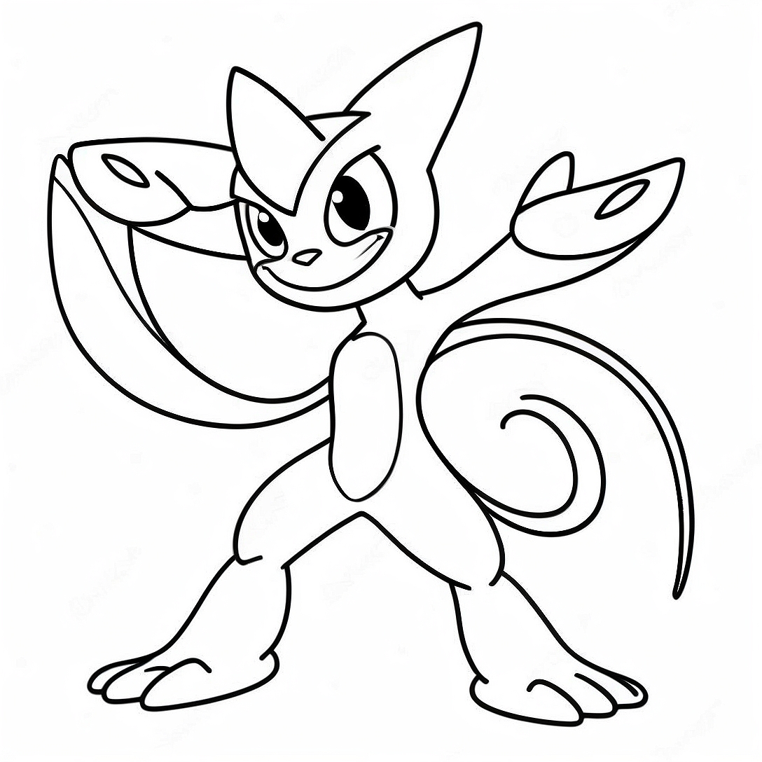 Greninja in Battle Pose Coloring Page | Greninja coloring page