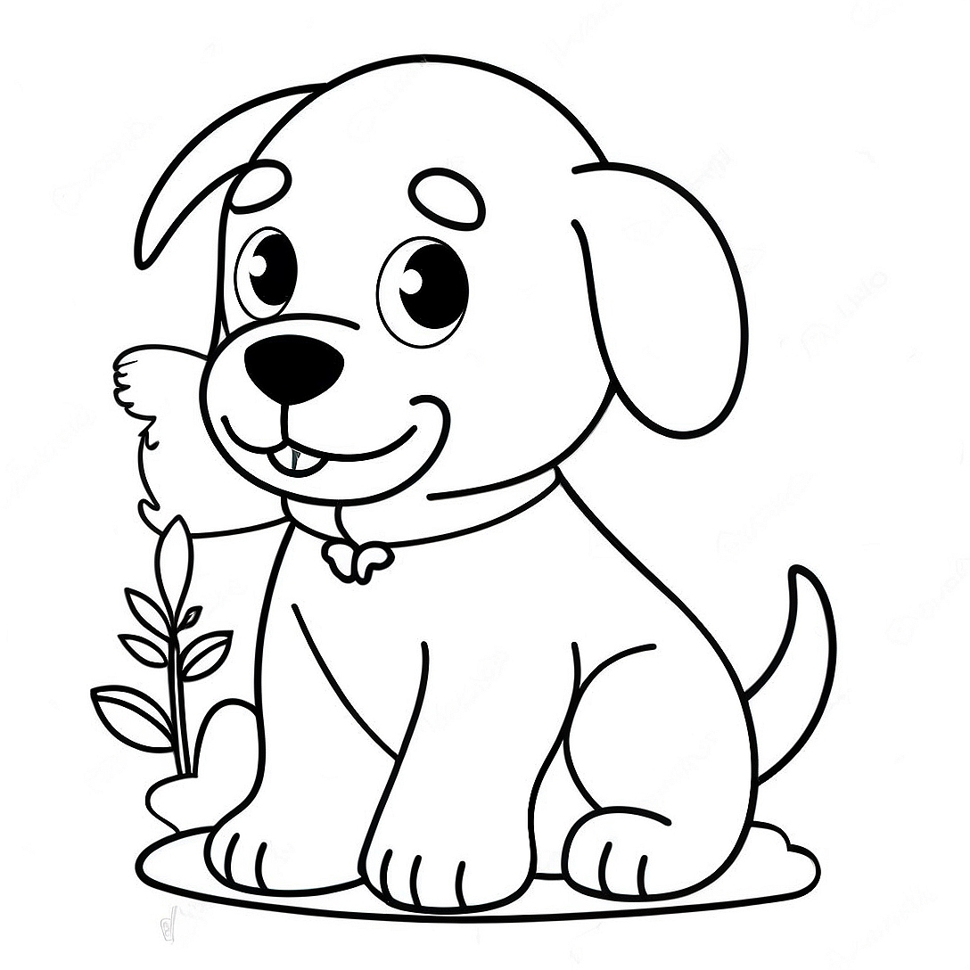 Playful Puppy Dog Coloring Page | Realistic Puppy Dog coloring page