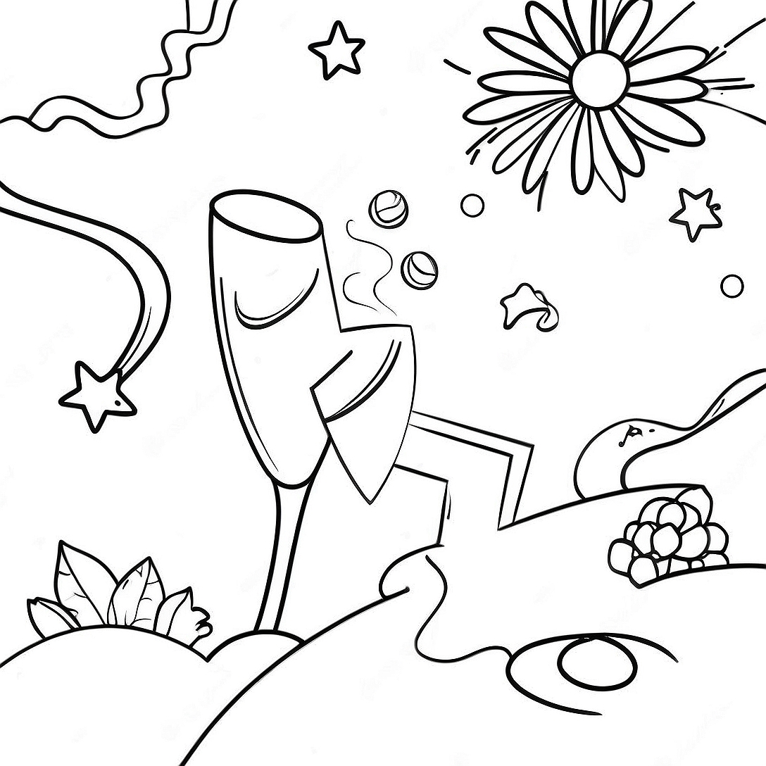 New Years 2024 Celebration Coloring Page | New Years 2024 coloring page