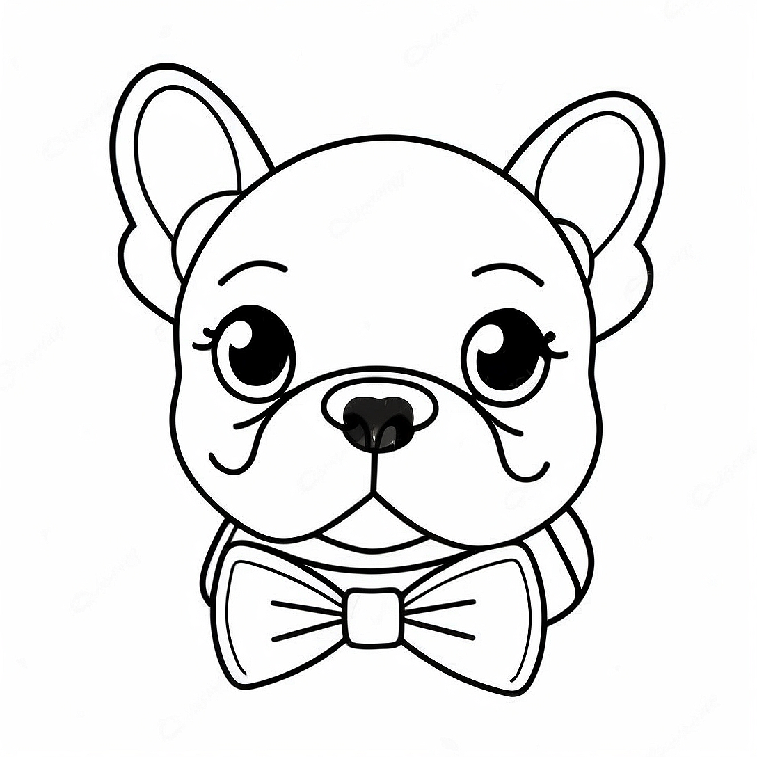 Cute Frenchie with Bowtie Coloring Page | Frenchie coloring page
