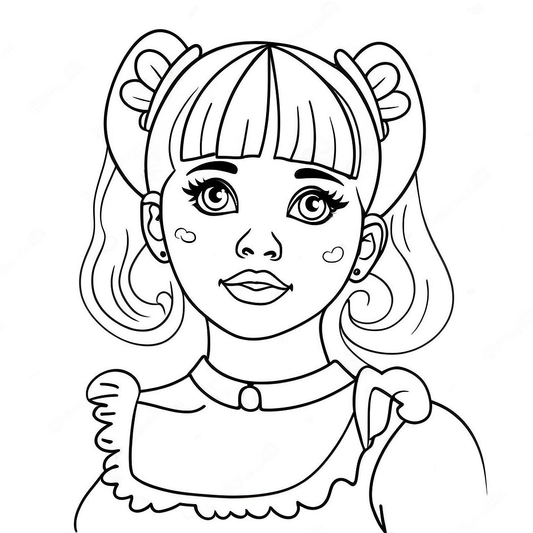 Melanie Martinez with Colorful Hair Coloring Page | Melanie Martinez coloring page