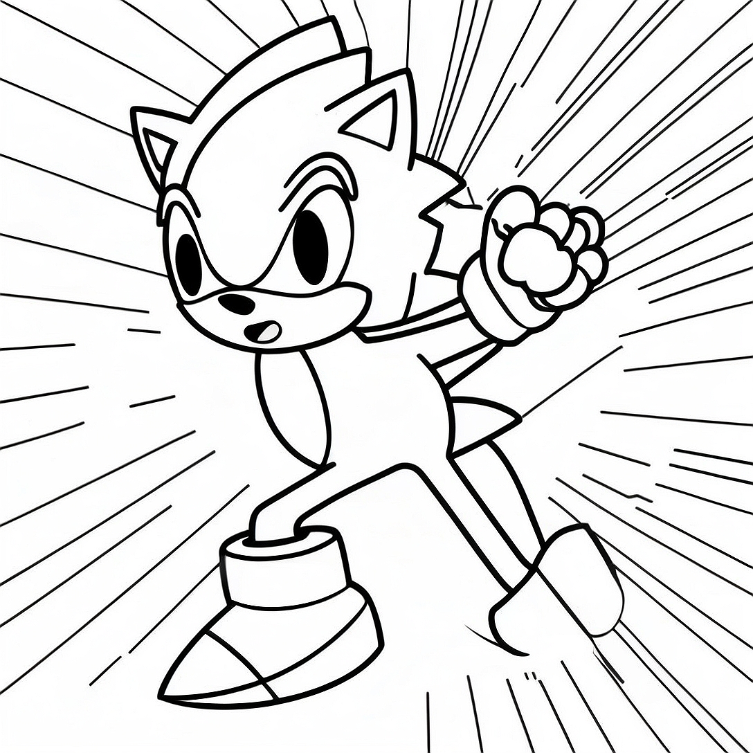 Silver Sonic in Action Coloring Page | Silver Sonic coloring page