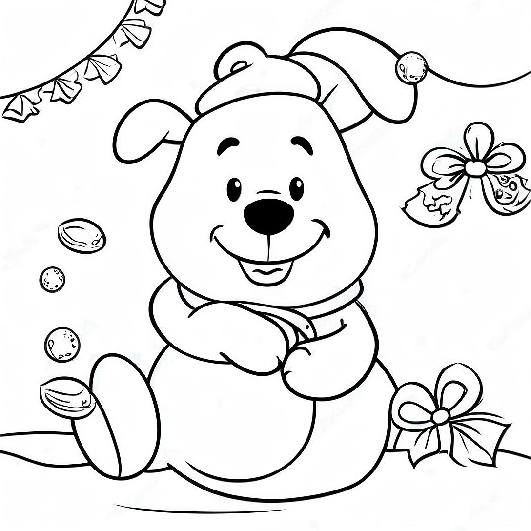 Winnie the Pooh Christmas Coloring Page | Winnie the Pooh Christmas coloring page