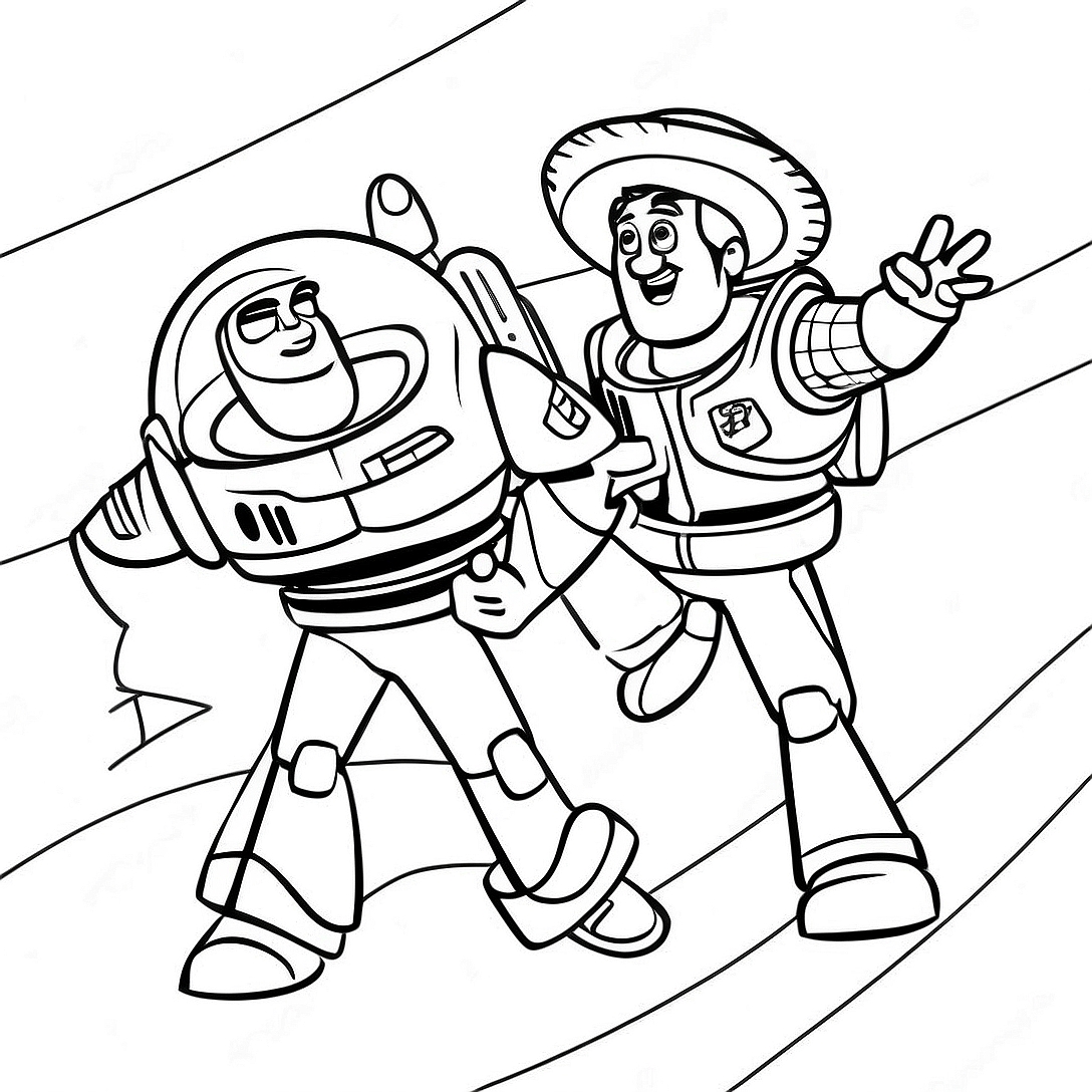 Woody and Buzz Lightyear Adventure Coloring Page | Toy Story 3 coloring page