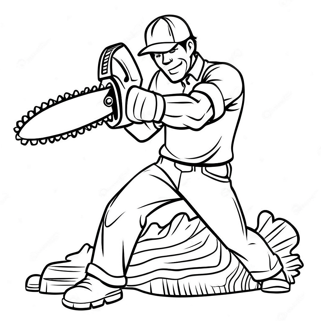 Powerful Chainsaw Man in Action Coloring Page | Chainsaw Man coloring page