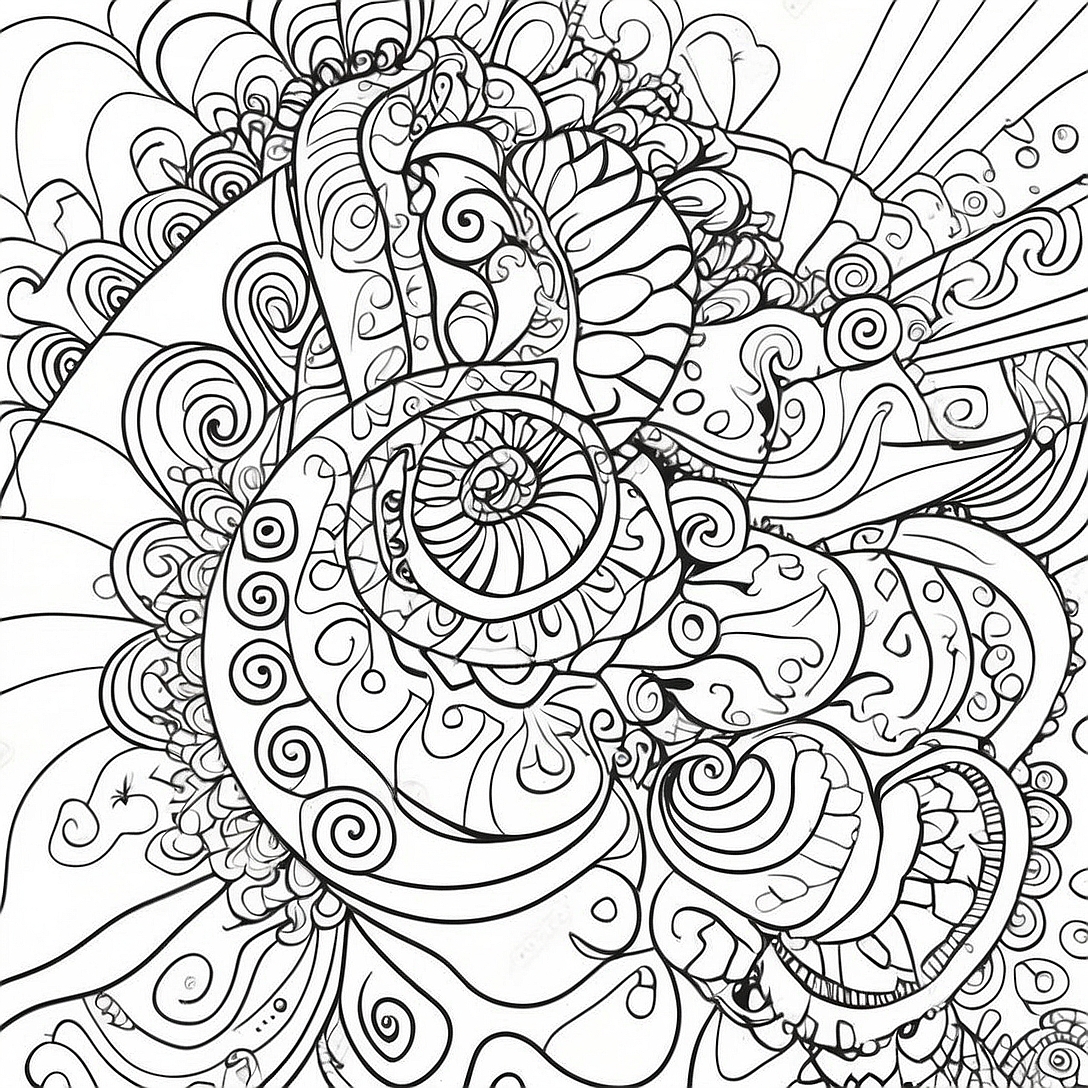 Tie Dye Spiral Pattern Coloring Page | Tie Dye coloring page