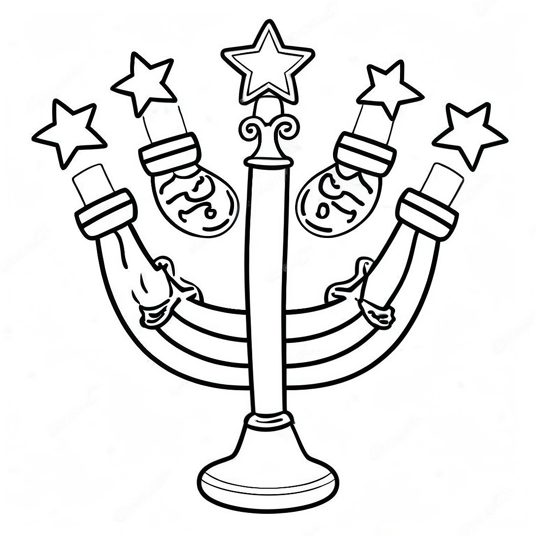 Cute Hanukkah Menorah Coloring Page | Cute Hanukkah coloring page
