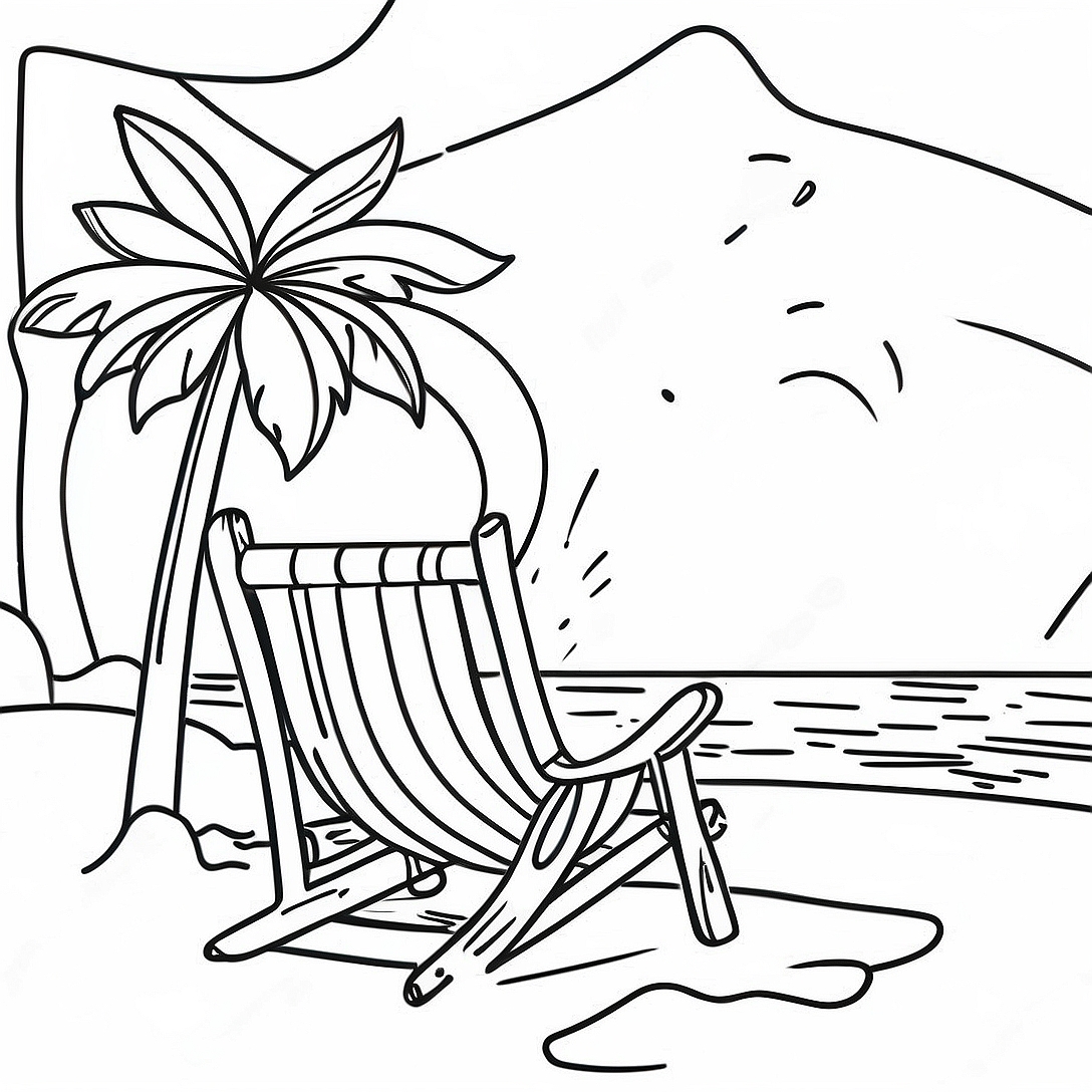 Summer Beach Scene Coloring Page | Summer coloring page