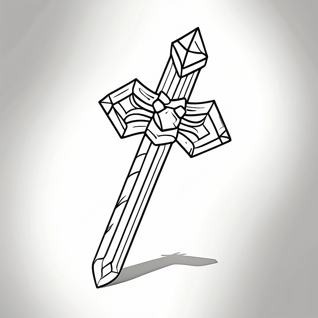 Diamond Sword Minecraft Coloring Page | Sword Minecraft coloring page