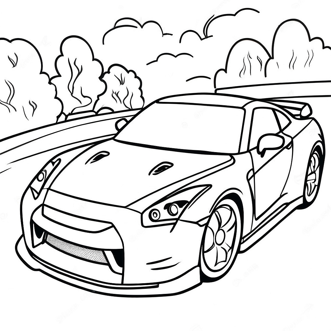 GTR Sports Car Coloring Page | GTR coloring page