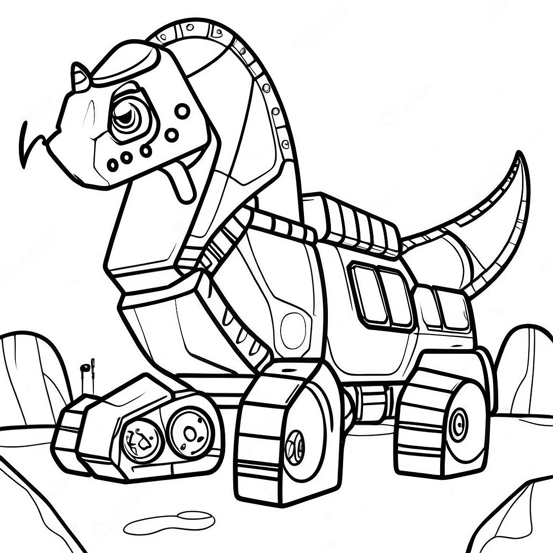 Mighty Dinotrux in Action Coloring Page | Dinotrux coloring page