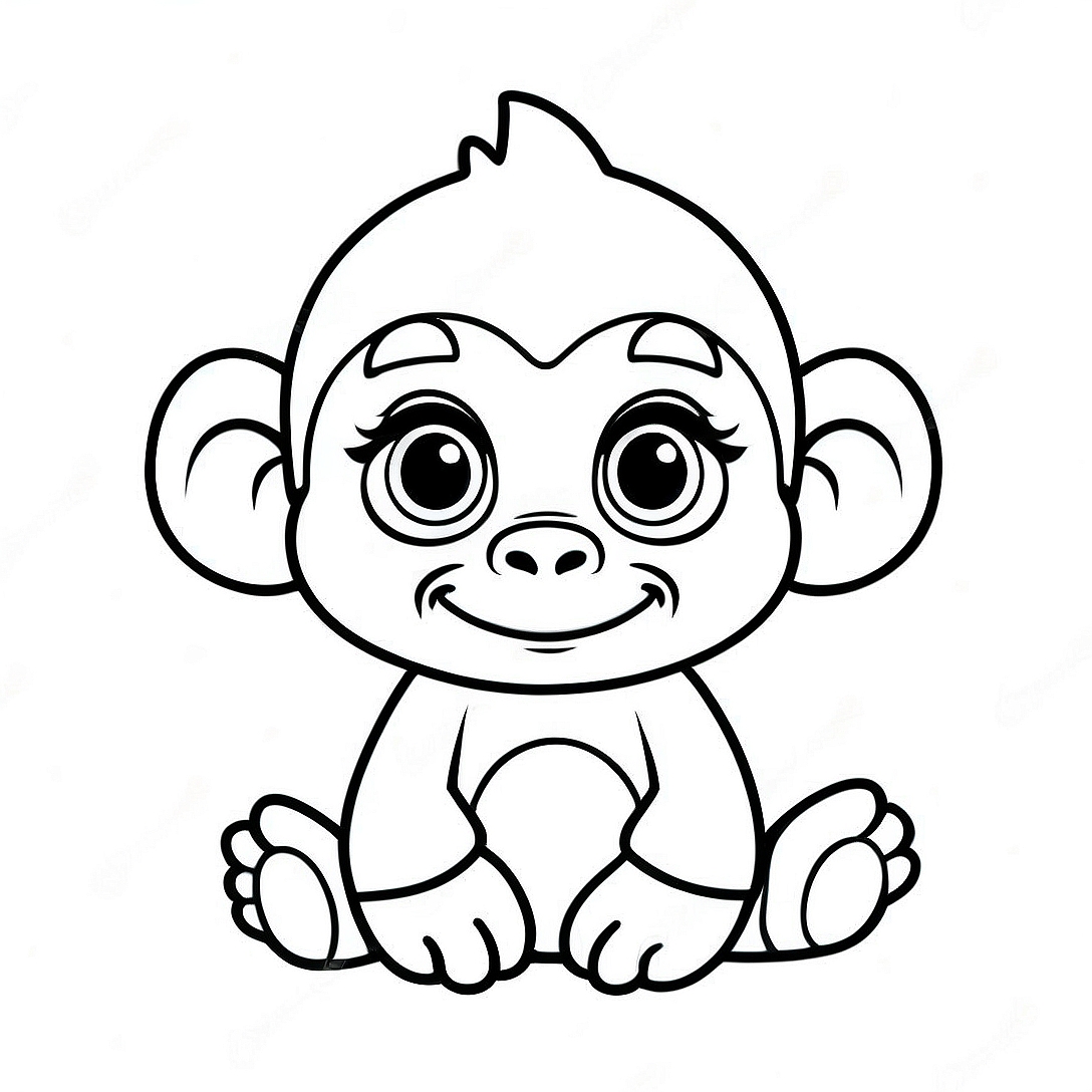 Cute Baby Gorilla Coloring Page | Gorilla coloring page