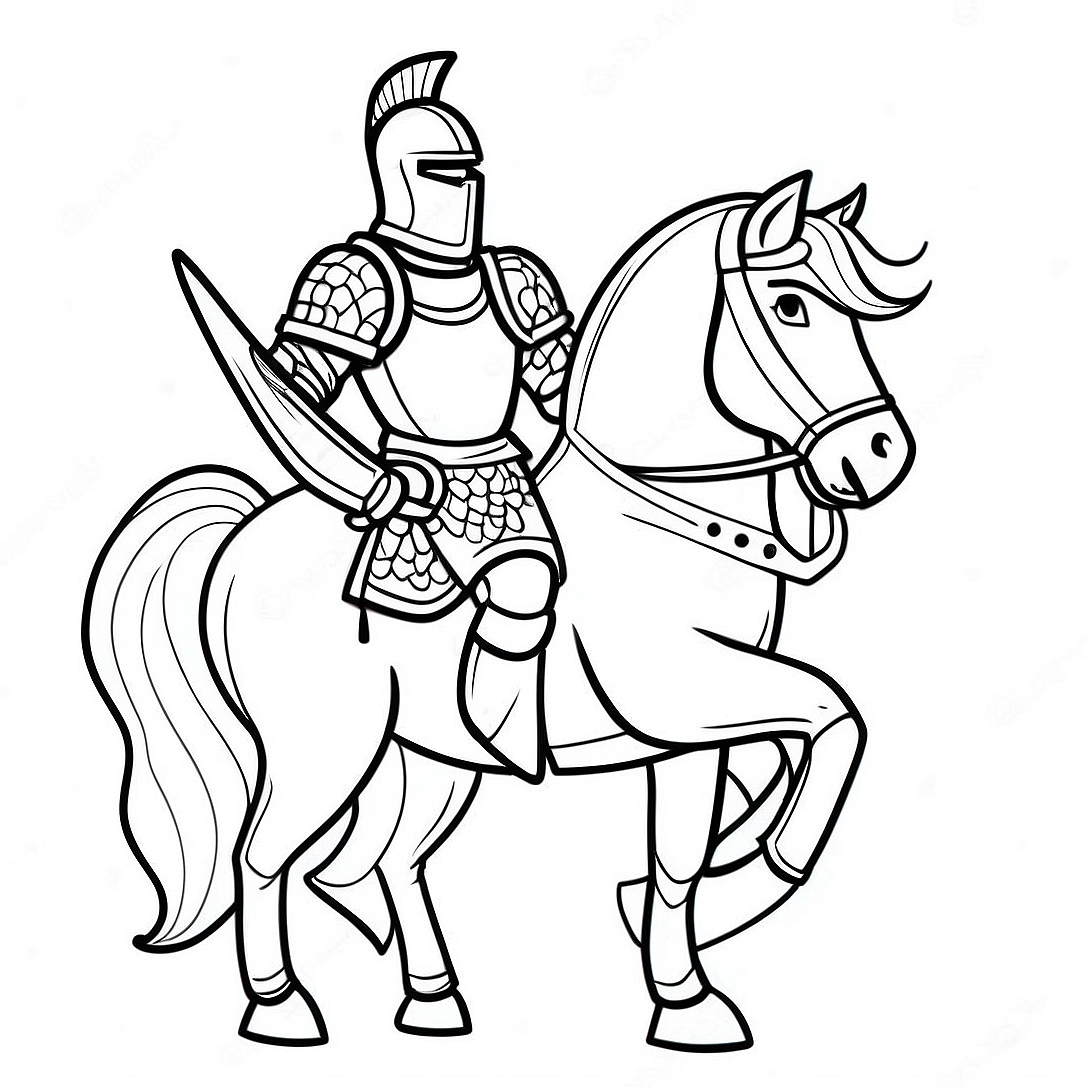 Brave Knight in Armor Coloring Page | Knight coloring page