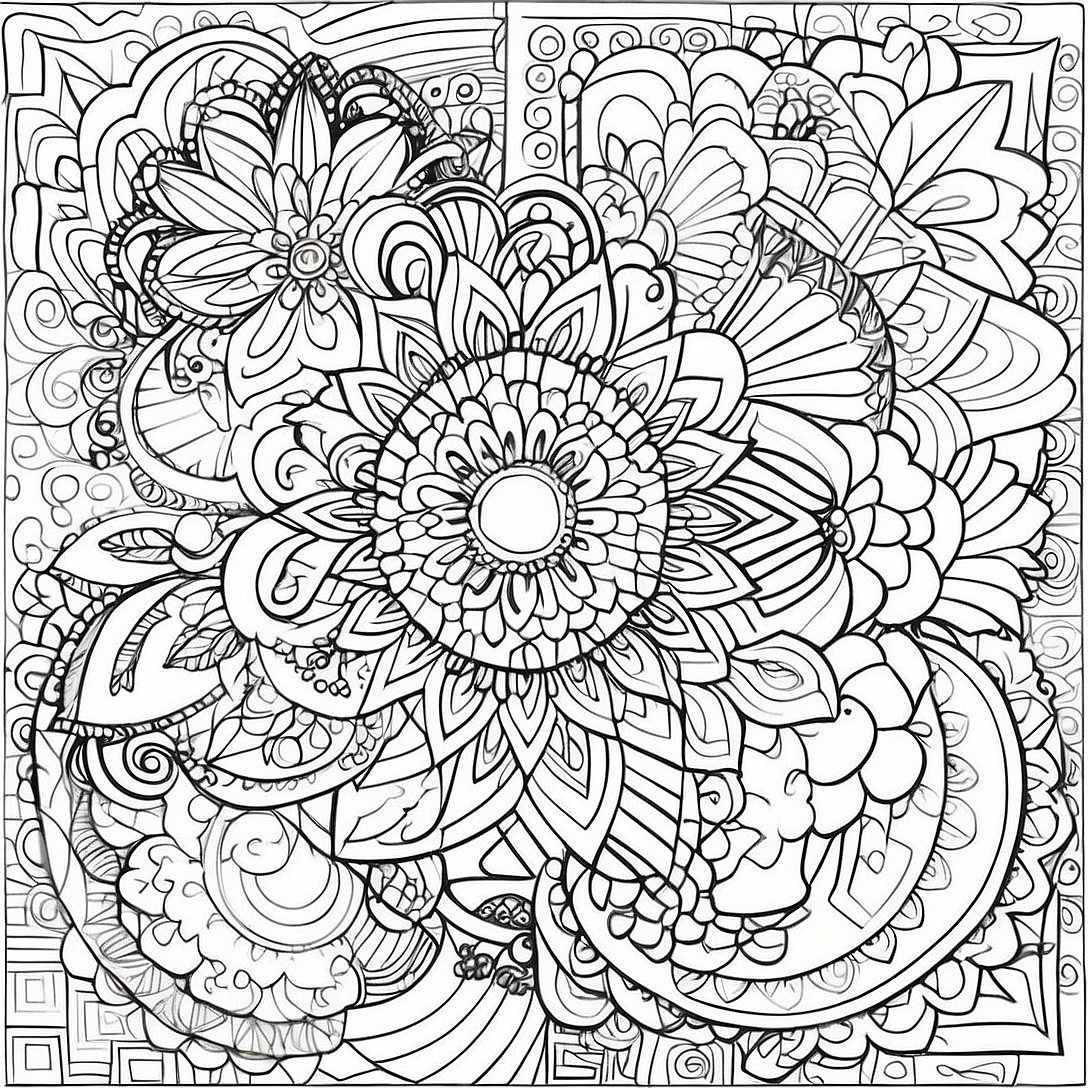 Intricate Grayscale Mandala Designs Coloring Page | Detailed Grayscale for Adults coloring page