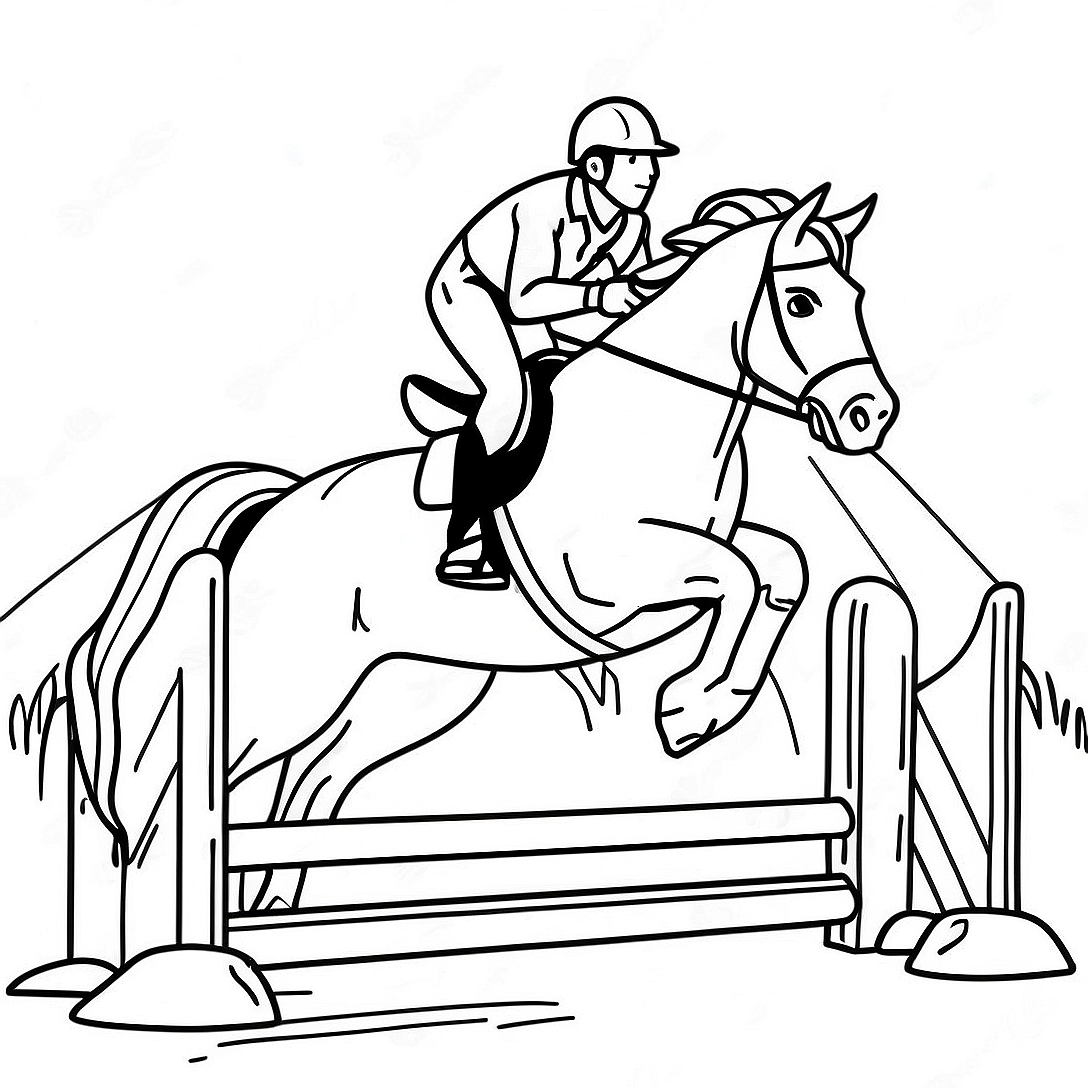 Cross Country Jumping Horse Coloring Page | Cross Country Jumping Horse coloring page
