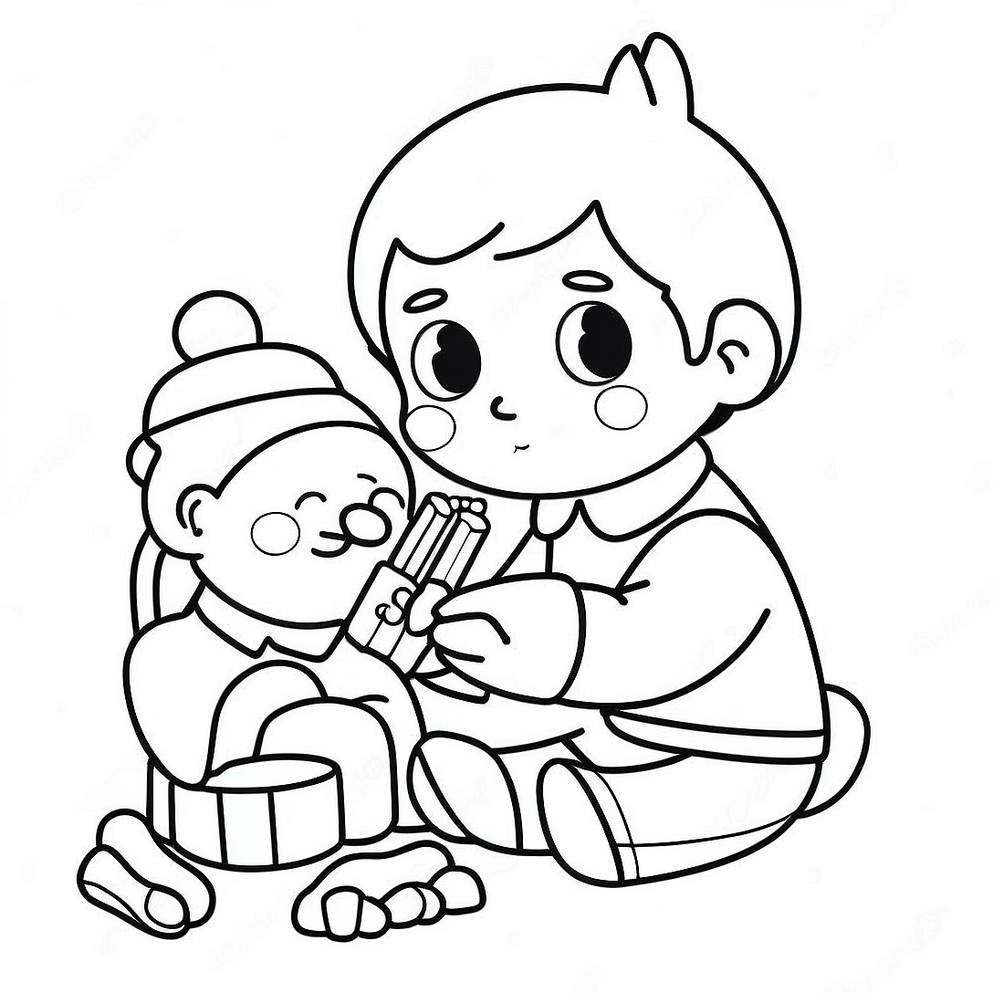 Polite Child Sharing Toys Coloring Page | Manners coloring page