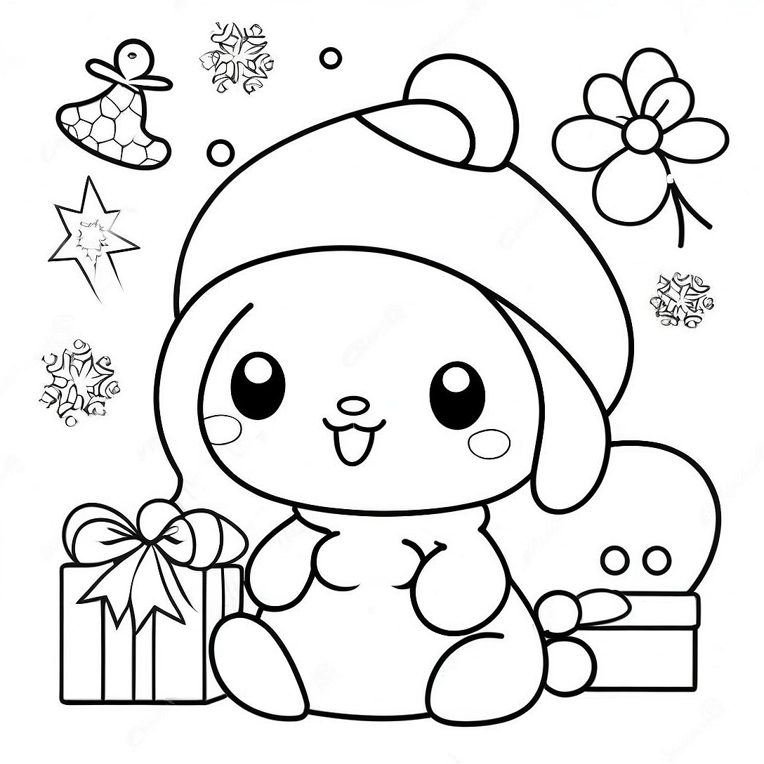 Sanrio Christmas Characters Coloring Page | Sanrio Christmas coloring page