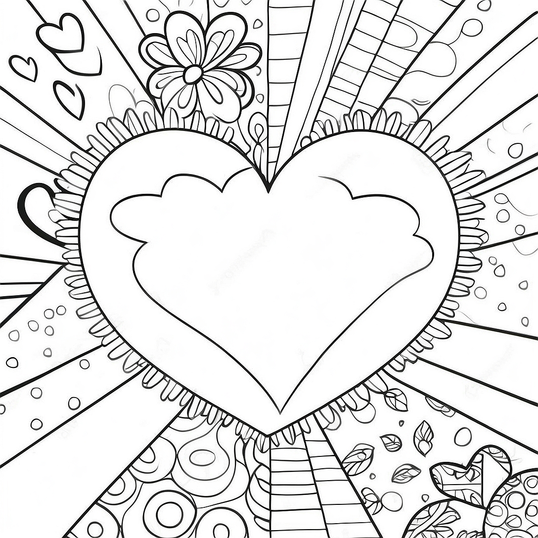 Colorful Romero Britto Heart Coloring Page | Romero Britto coloring page