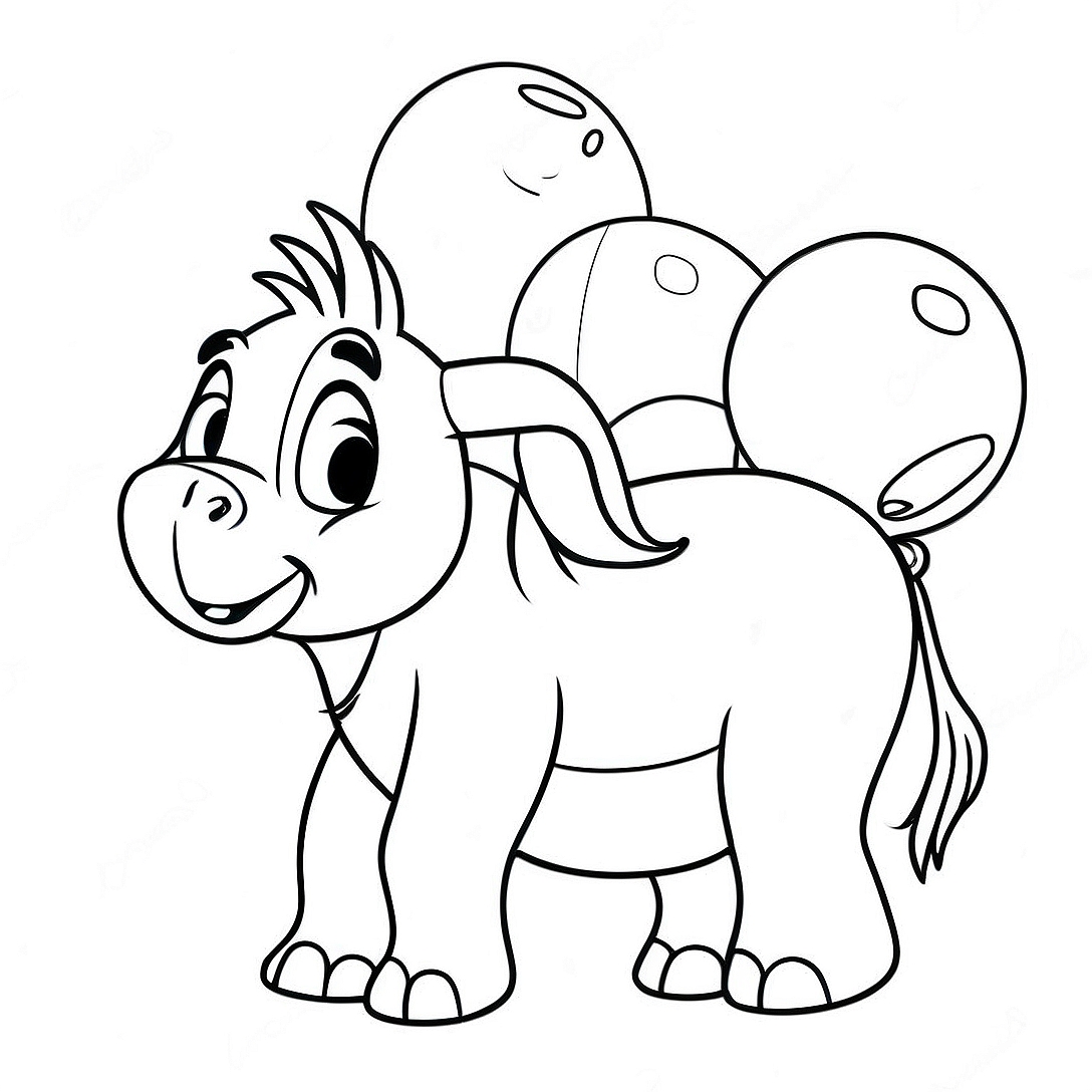 Eeyore with Colorful Balloons Coloring Page | Eeyore coloring page