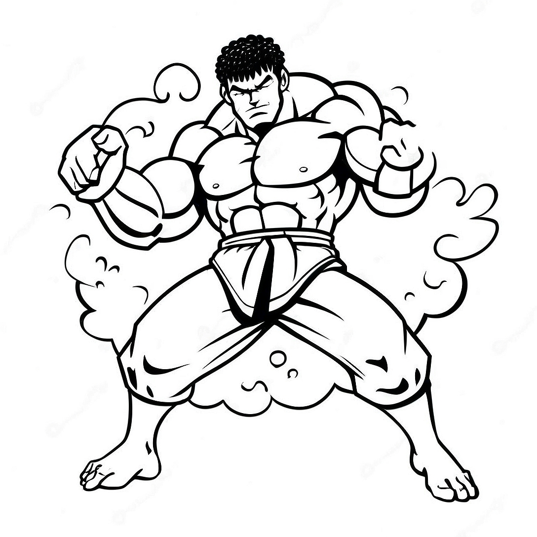 Baki the Grappler Action Scene Coloring Page | Baki coloring page