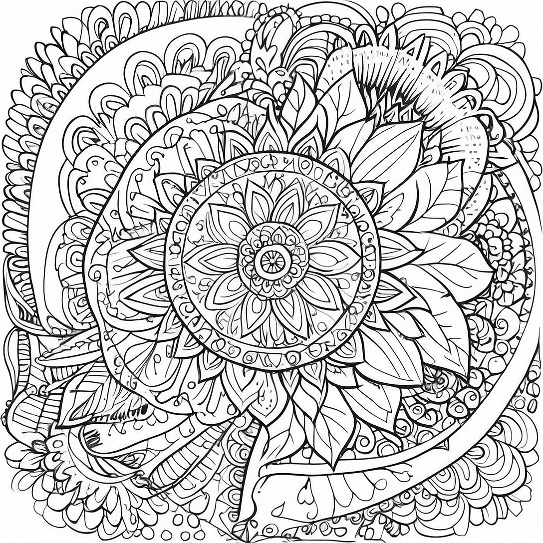 Intricate Plant Mandala Coloring Page | Plant for Adults coloring page