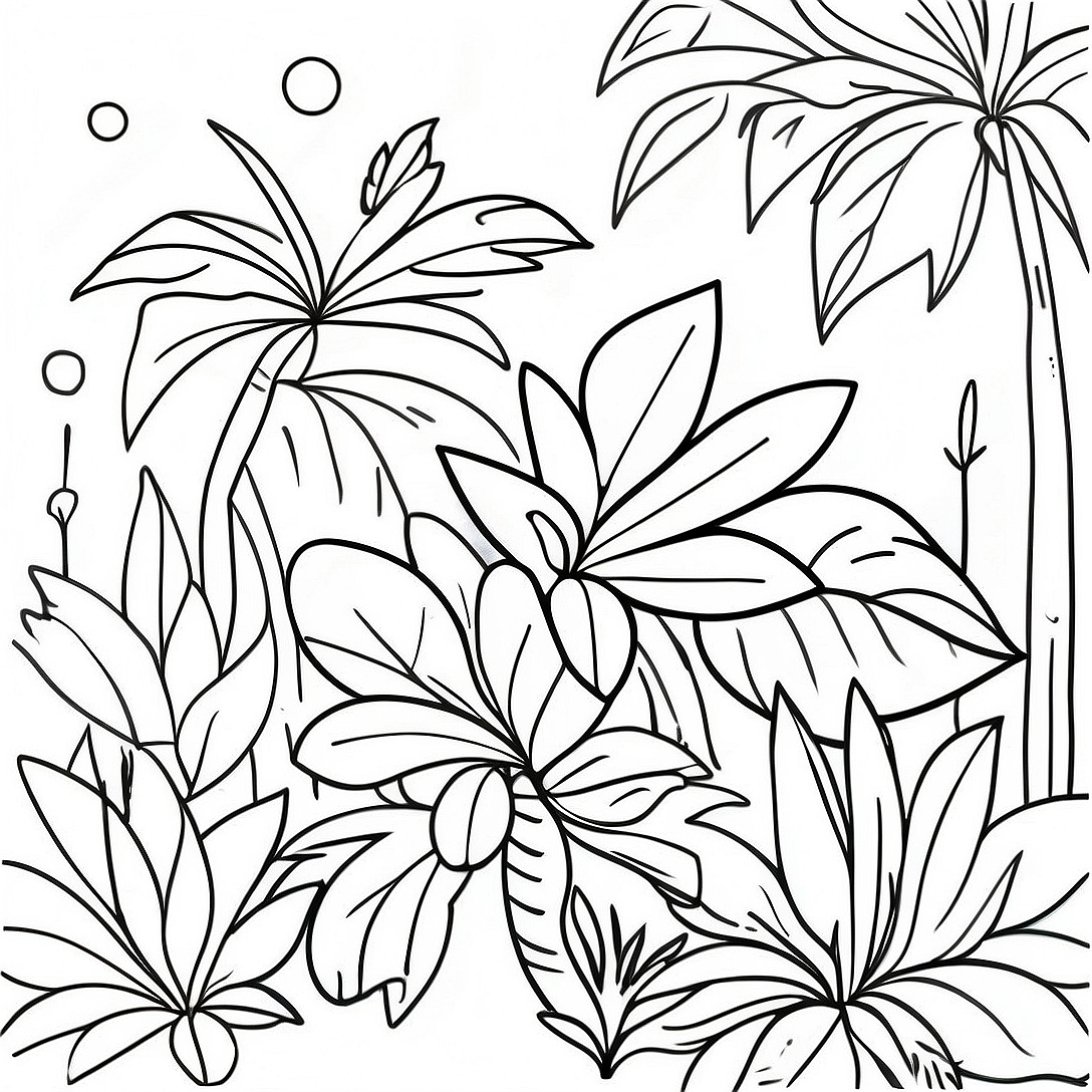 Detailed Tropical Plant Coloring Page | Plant for Adults coloring page