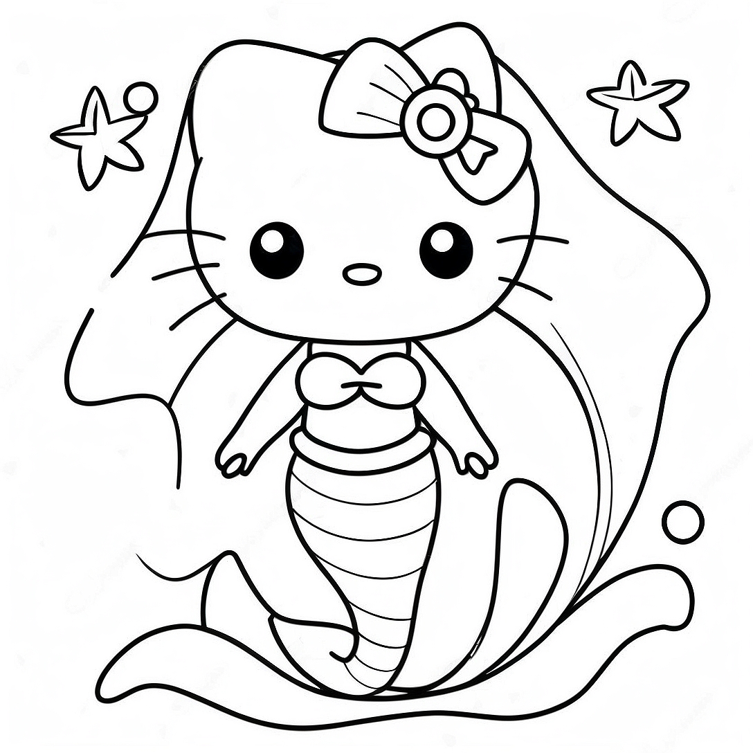 Hello Kitty Mermaid Coloring Page | Hello Kitty Mermaid coloring page