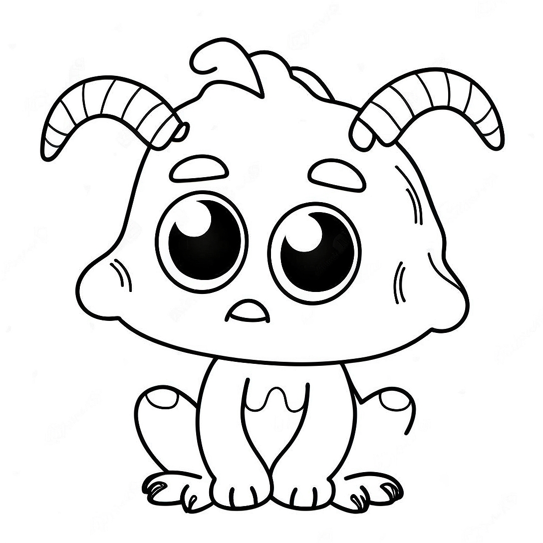 Cute Monster with Big Eyes Coloring Page | Monster coloring page