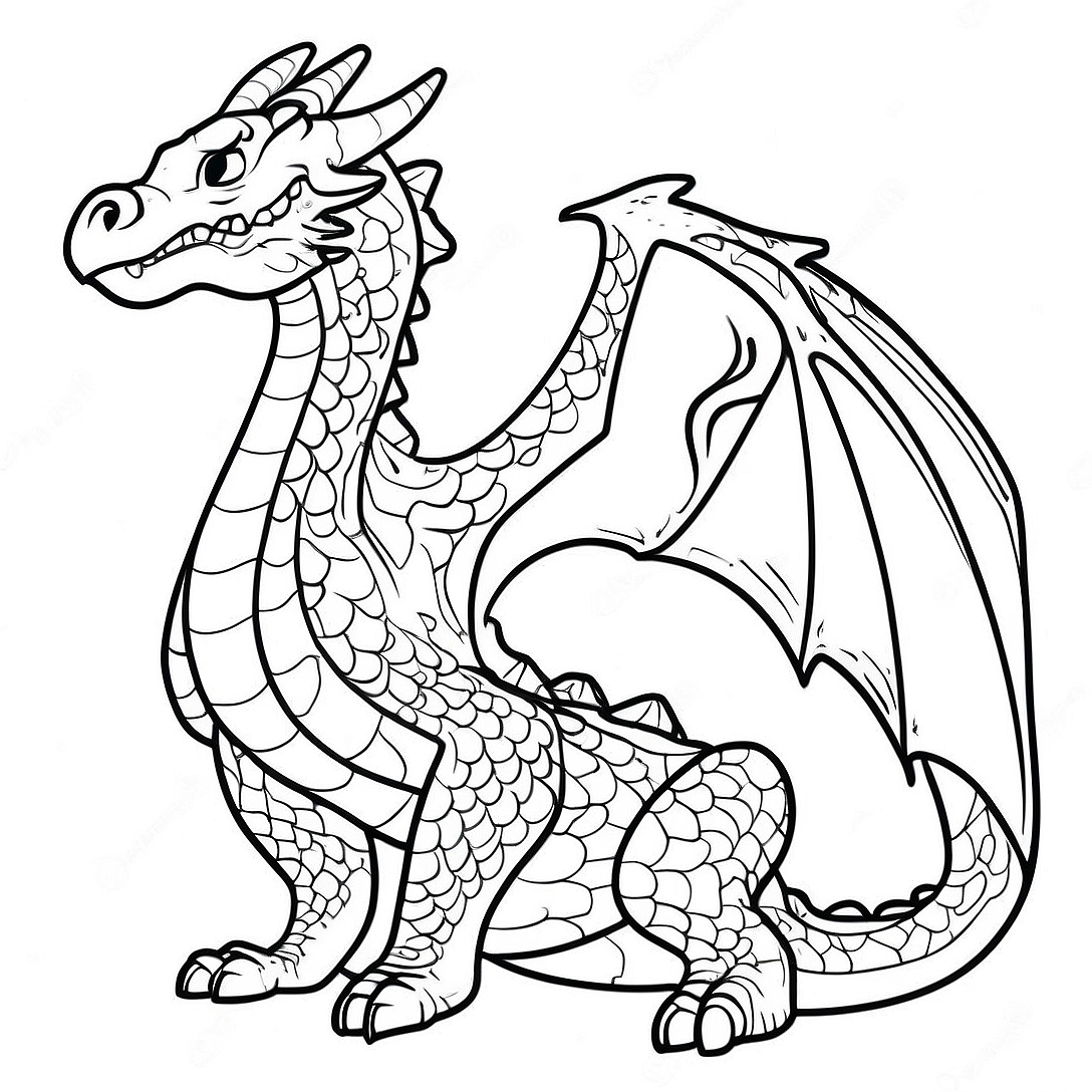 Advanced Realistic Dragon Coloring Page | Advanced Realistic Dragon coloring page