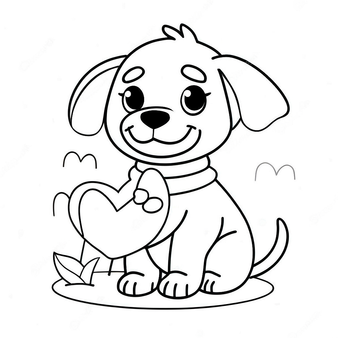 Puppy Valentine's Day Coloring Page | Puppy Valentines Day coloring page