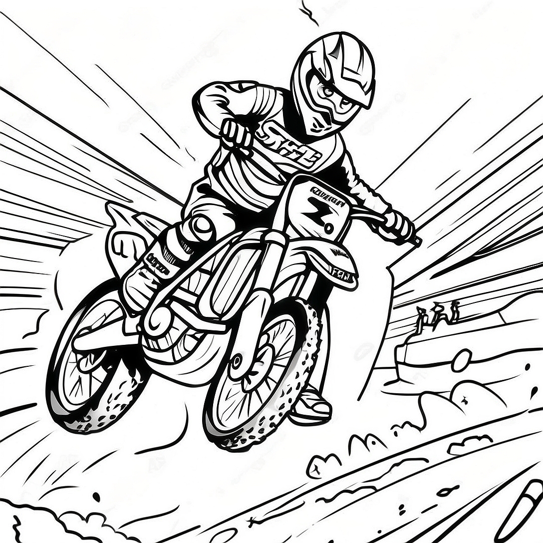 Supercross Dirt Bike Racing Action Coloring Page | Supercross Dirt Bike coloring page