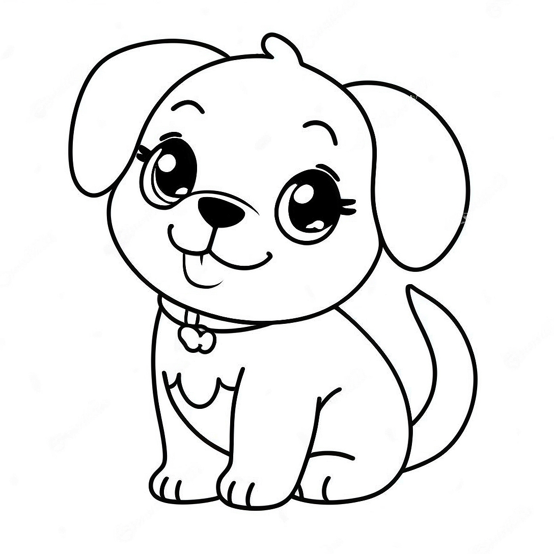 Cute Chibi Dog Coloring Page | Chibi Animal coloring page