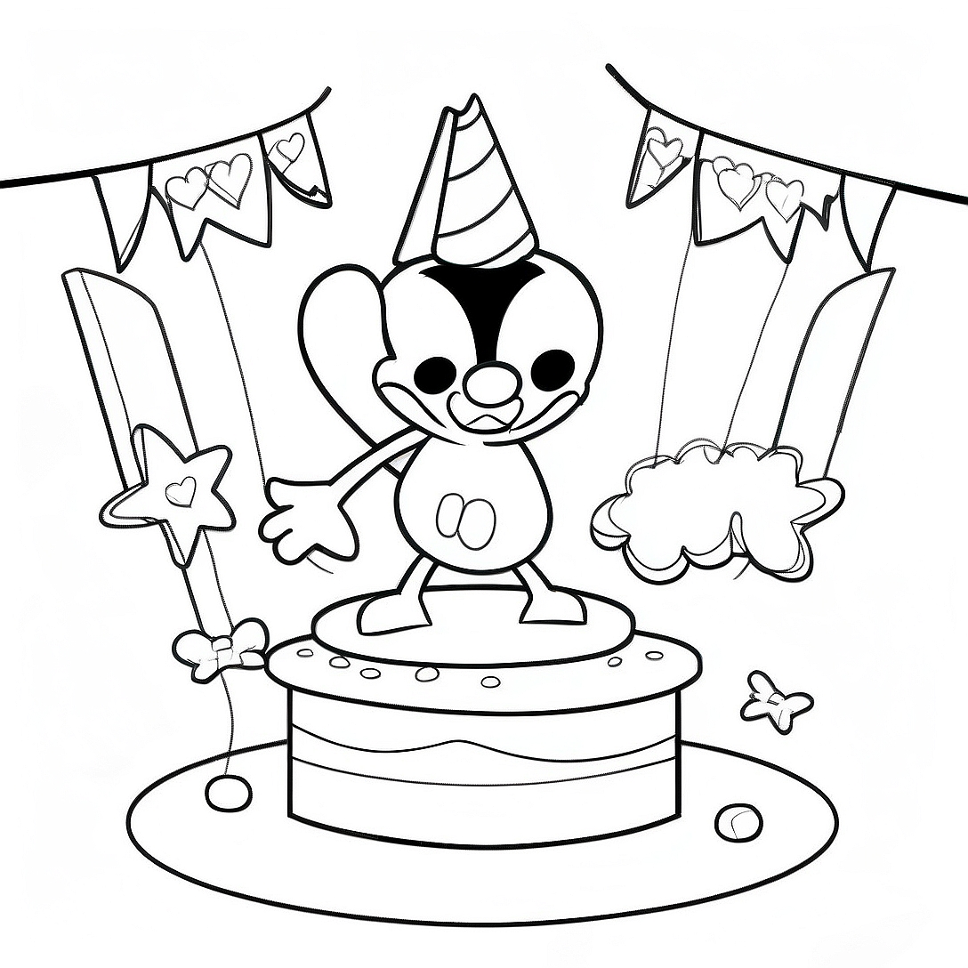 Mickey Mouse Birthday Celebration Coloring Page | Mickey Mouse Birthday coloring page