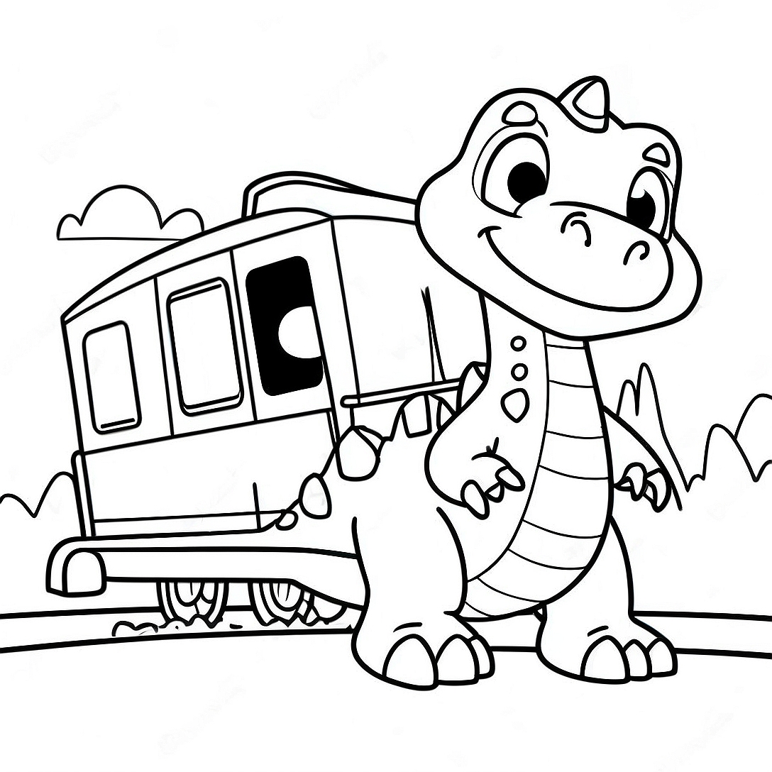Friendly Dinosaur Train Adventure Coloring Page | Dinosaur Train coloring page