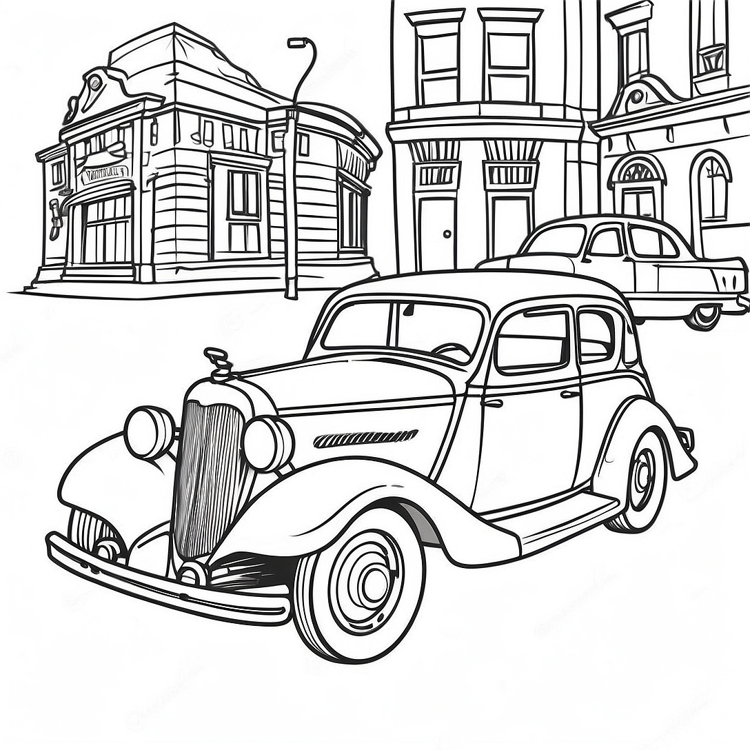 Vintage Classic Car Coloring Page | Classic Car coloring page