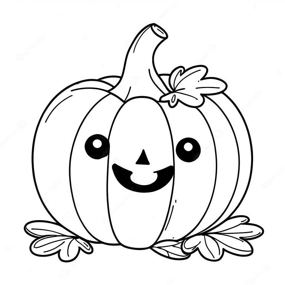 Cute Smiling Pumpkin Coloring Page | Fall Pumpkin coloring page