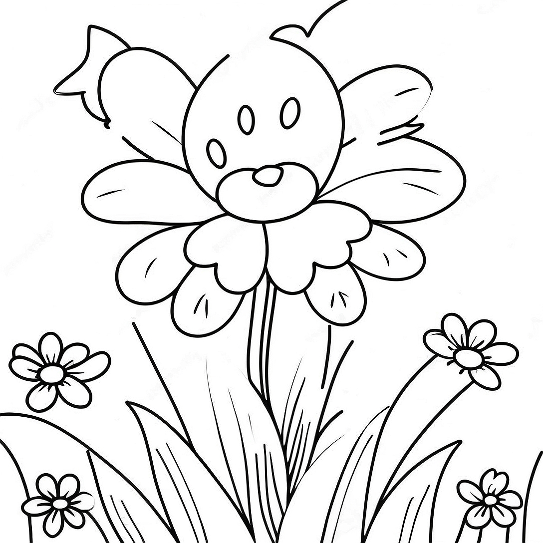 First Day of Spring Flowers Coloring Page | First Day of Spring coloring page