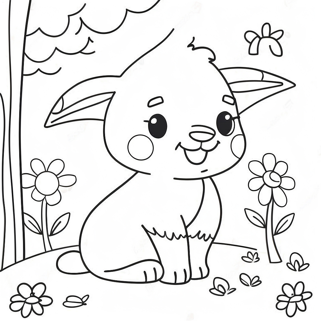 Cheerful Spring Animals Coloring Page | First Day of Spring coloring page