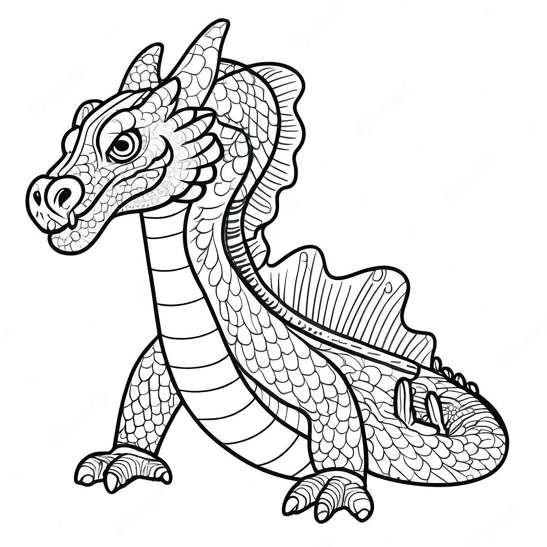 Majestic Water Dragon Coloring Page | Water Dragon coloring page
