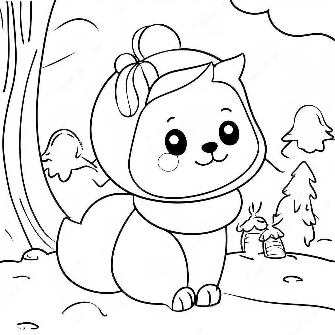Cute Winter Animal Coloring Page | Cute Winter Animal coloring page