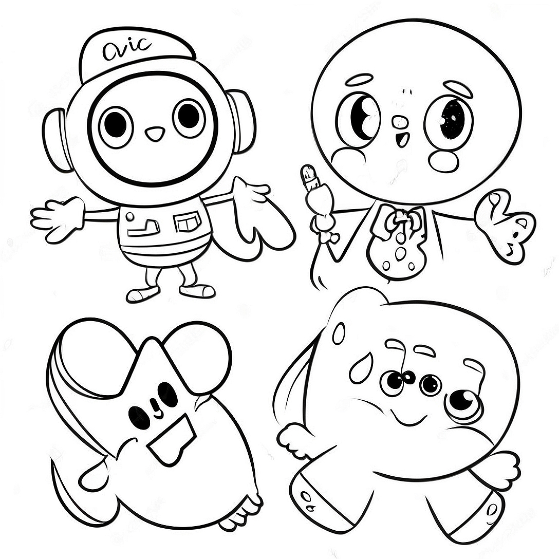 CVC Words with Fun Characters Coloring Page | CVC coloring page