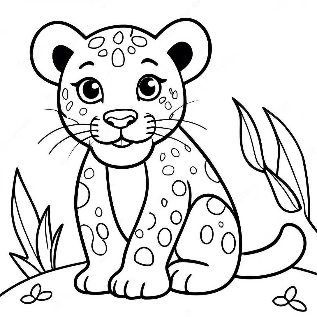Playful Leopard Cub Coloring Page | Leopard coloring page