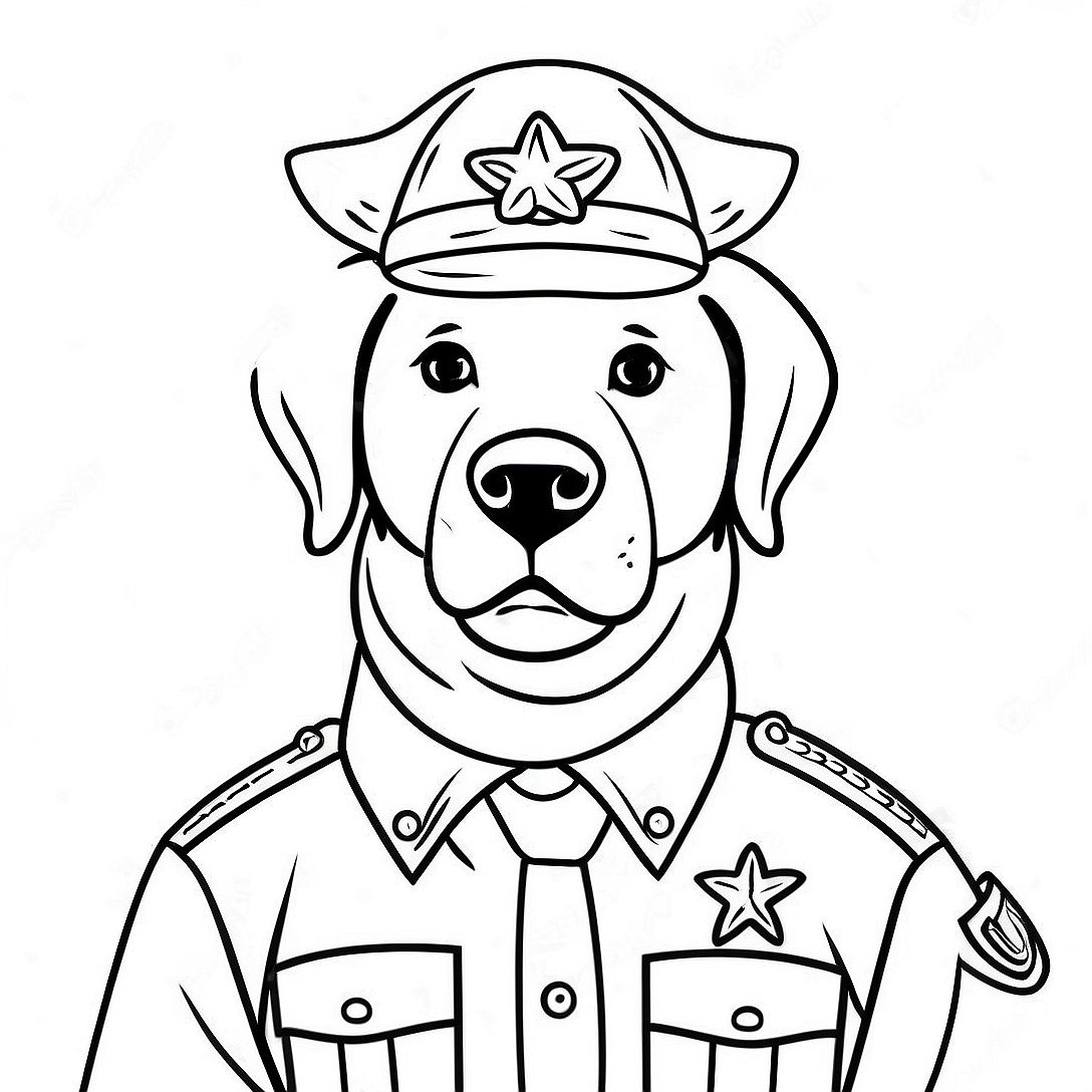 Deputy Labrador in Uniform Coloring Page | Sheriff Labrador coloring page