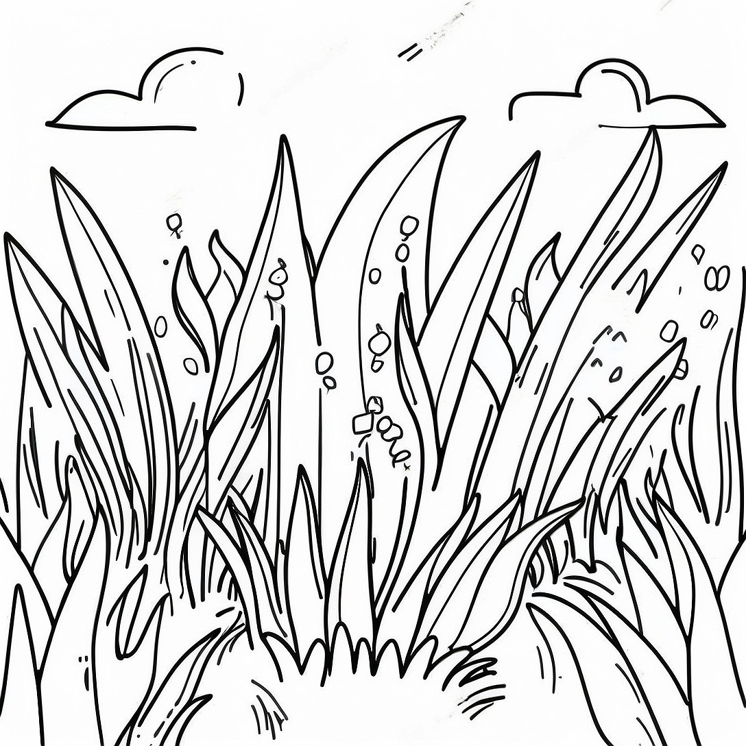 Lush Green Grass Coloring Page | Grass coloring page