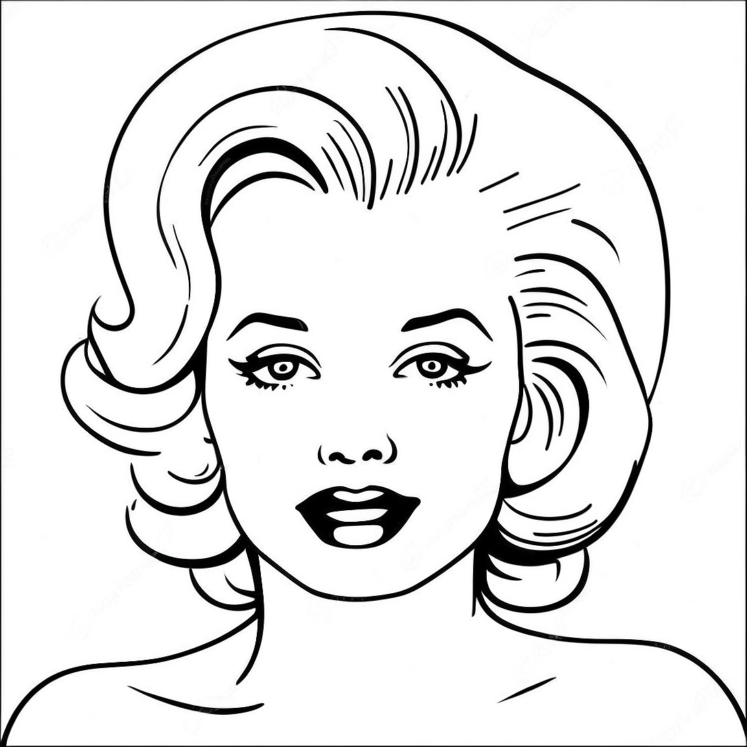 Marilyn Monroe Classic Portrait Coloring Page | Marilyn Monroe coloring page
